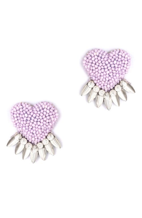 Deepa Gurnani Danika Beaded Fringe Heart Stud Earrings in Lavender at Nordstrom