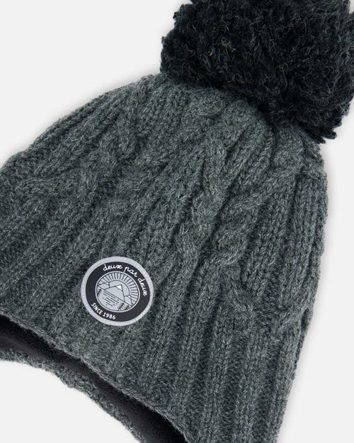 Deux Par Deux Kids Unisex Peruvian Knit Hat Dark Gray In Ebony