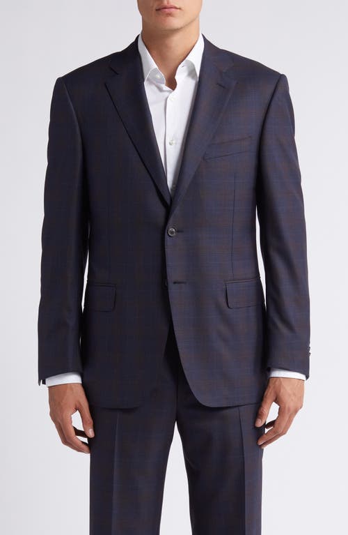 Shop Canali Regular Fit Plaid Wool Suit In Navy