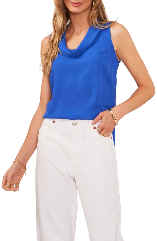 Vince Camuto Cowl Neck Sleeveless Blouse In Blue