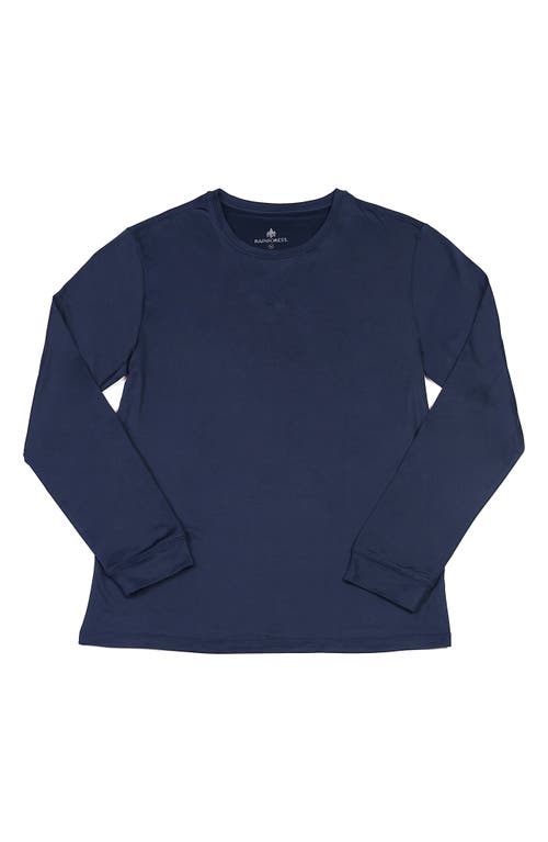 Rainforest Waffle Knit Long Sleeve Henley Pajama Top In Navy