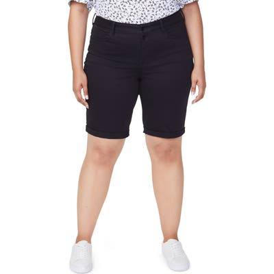 Plus Size Nydj Briella Roll Cuff Bermuda Shorts, Black