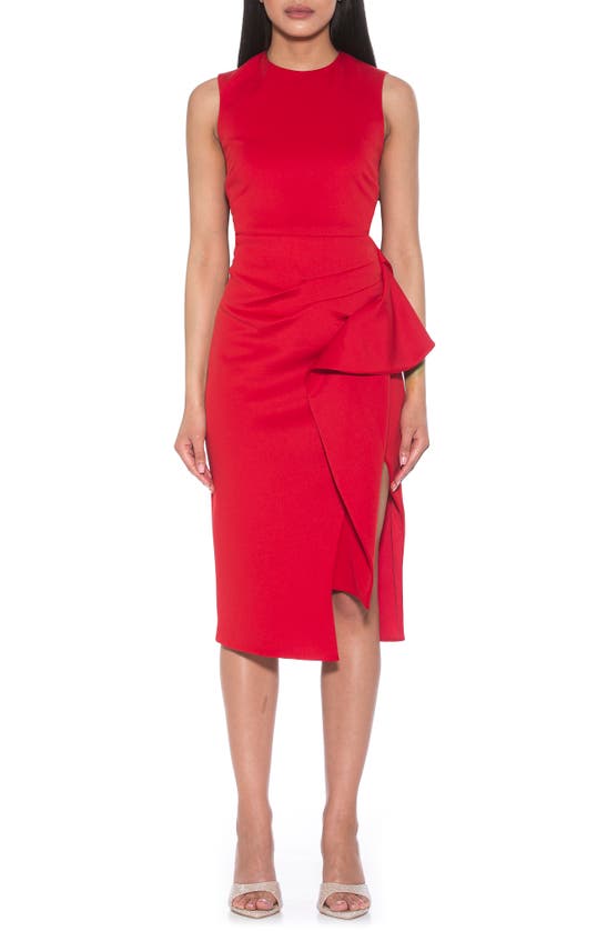 ALEXIA ADMOR VALERI ASYMMETRIC RUFFLE COCKTAIL DRESS