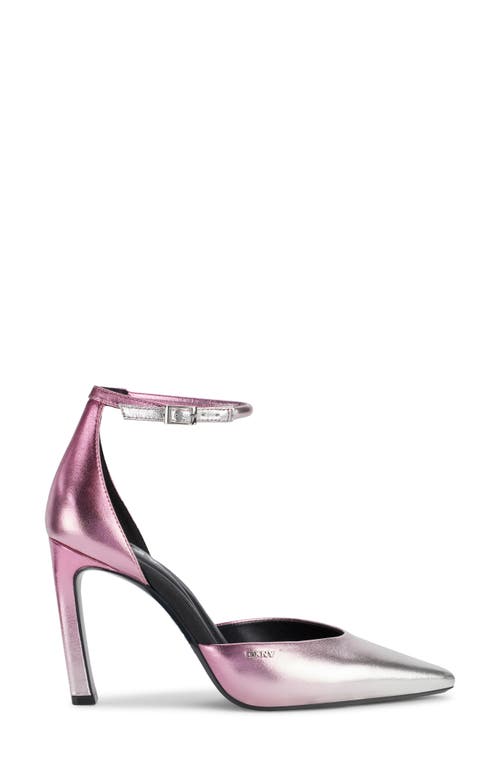 Dkny Cillian Ankle Strap Pointed Toe Pump In Rose/silver