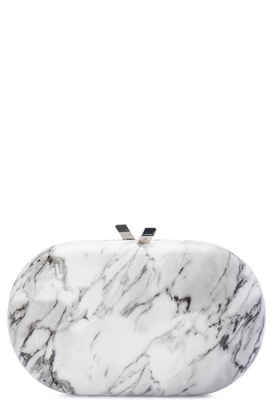Isaac Weiland aanvulling Olga Berg Marbled Oval Clutch In White | ModeSens