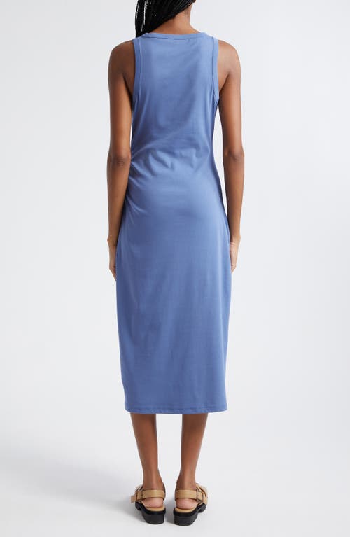 Vince Side Drape Stretch Cotton Tank Dress In Azurite