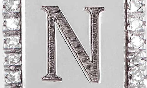 Meshmerise Diamond Initial Dog Tag Pendant Necklace In White-n