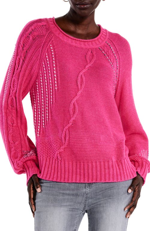 NIC+ZOE Crafted Cables Sweater in Pink Multi at Nordstrom, Size Large P