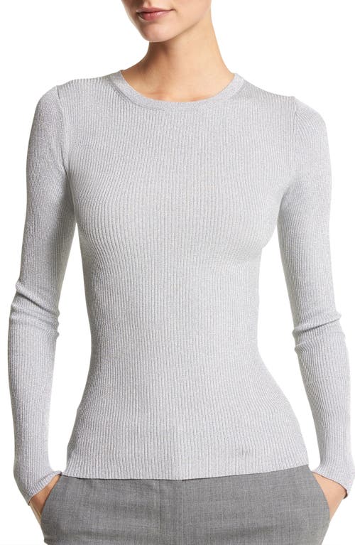 Michael Kors Collection Hutton Metallic Cashmere Rib Sweater Silver at Nordstrom,