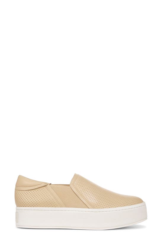 Shop Vince Warren Perforated Platform Sneaker In Macadamia Beige