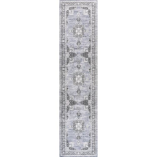 Jonathan Y Bausch Bohemian Distressed Chenille Machine-washable Area Rug In Gray/white