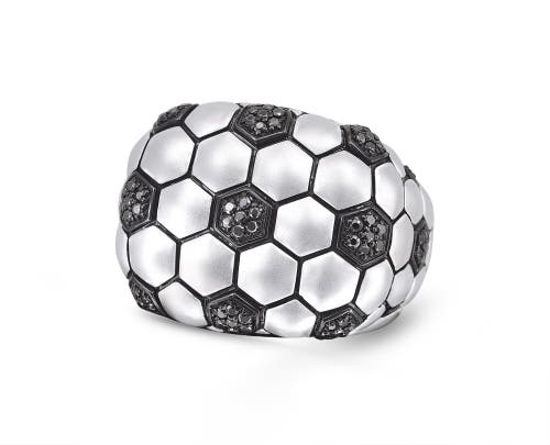 Shop Luvmyjewelry Soccer Football Silver & Black Diamond Statement Men Ring