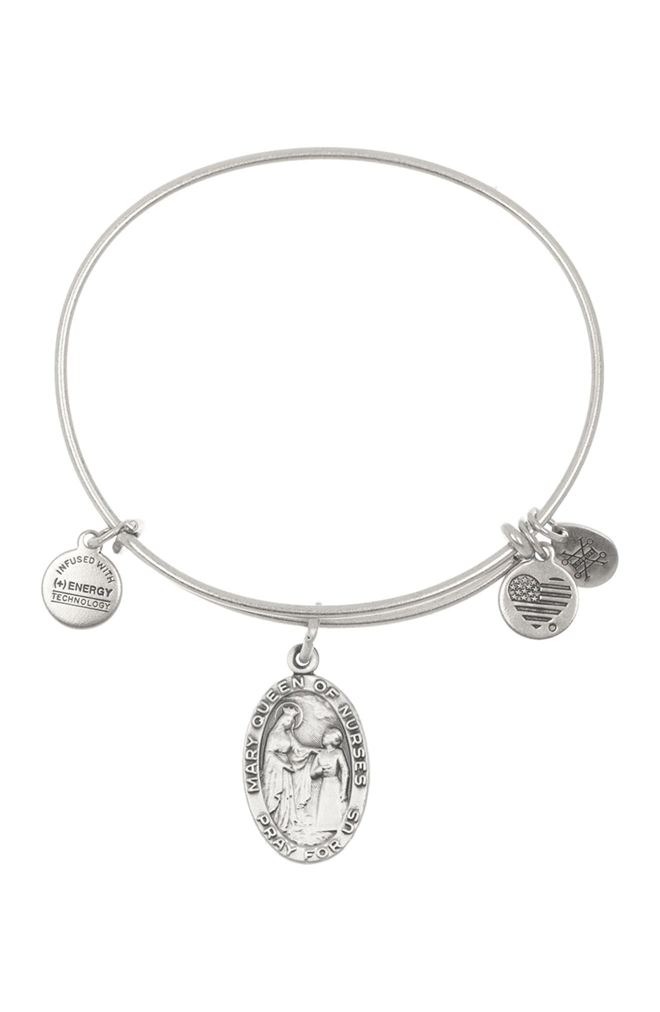 Alex And Ani Mary, Queen Of Nurses Charm Bangle In Silver