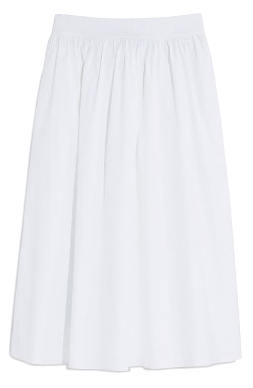 Cotton Stretch Poplin Midi Skirt in White Cap