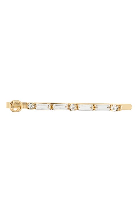 Gucci Embellished Logo Hair Comb - Black Hair Accessories