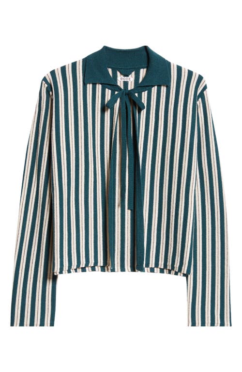 Shop Bode Hogan Stripe Wool & Cashmere Cardigan In Green Multi