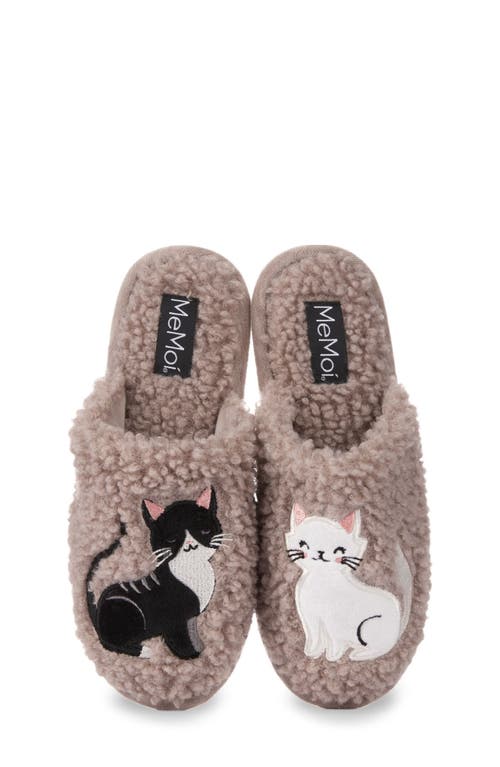 MeMoi More Kittens Meow Faux Shearling Memory Foam Slipper in Gray 