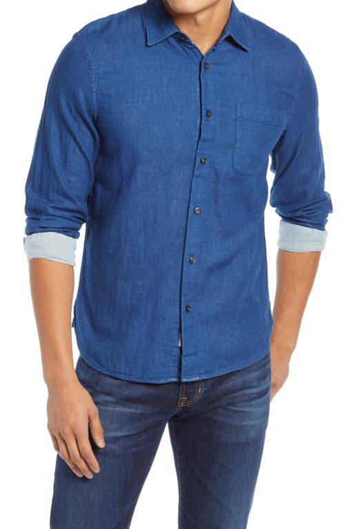 Slim Fit Double Gauze Button-Up Shirt in Indigo