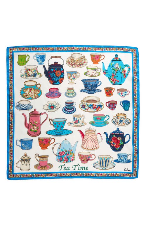Shop Echo Tea Time Silk Bandanda In Mystic Blue
