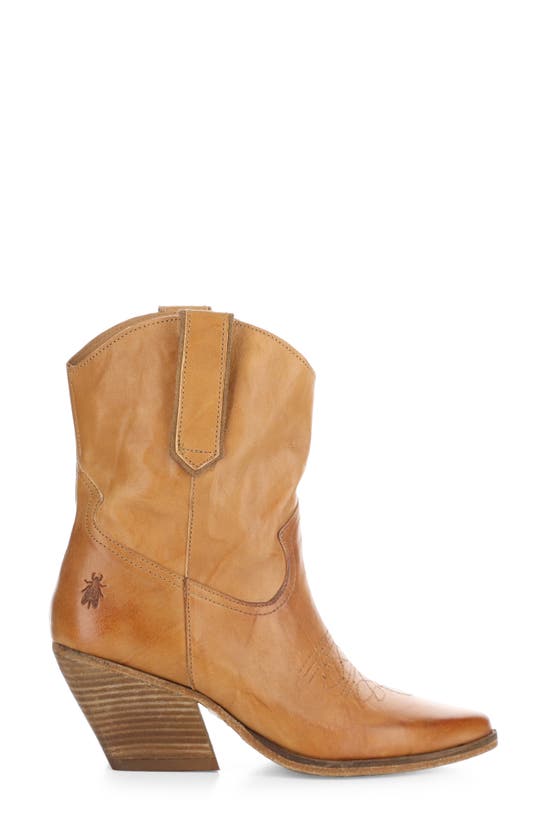 Shop Fly London Wofy Pointed Toe Western Boot In Camel Velvet