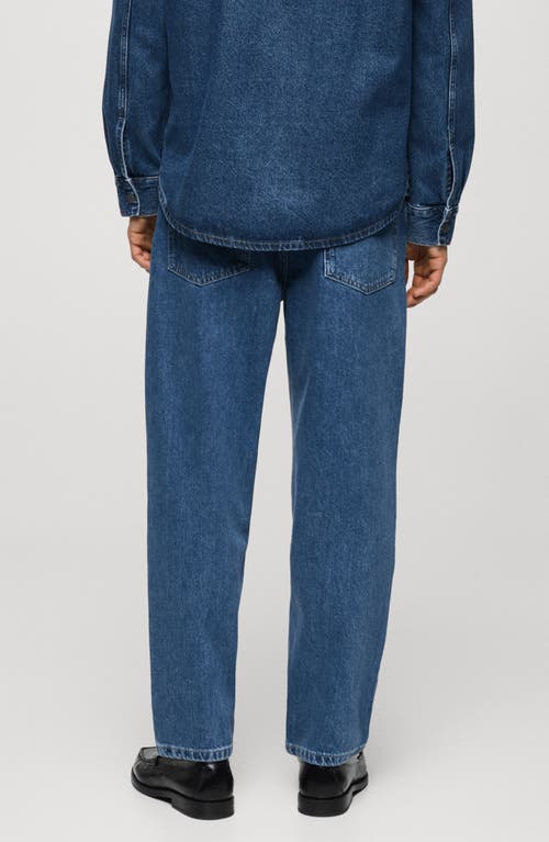 Shop Mango Relaxed Crop Straight Leg Jeans In Medium Blue