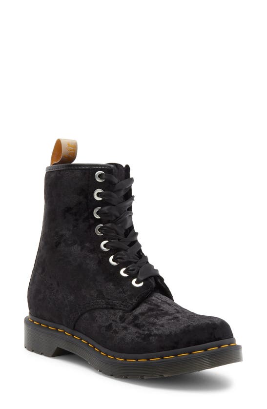 Shop Dr. Martens' Dr. Martens 1460 Crushed Velvet Combat Boot In Black Crushed Velvet