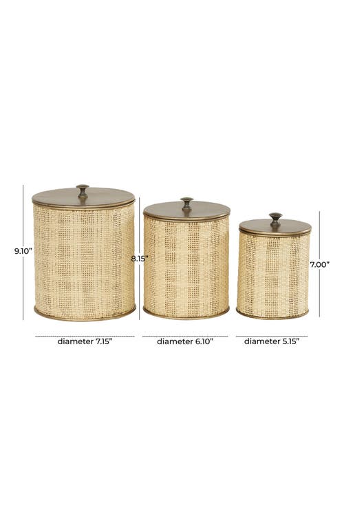 Willow Row Boho Set Of 3 Decorative Containers In Beige