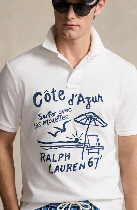 Shop Polo Ralph Lauren Graphic Piqué Polo In Classic Oxford White