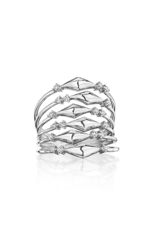 Hueb Luminus Stacked Diamond Ring In White Gold