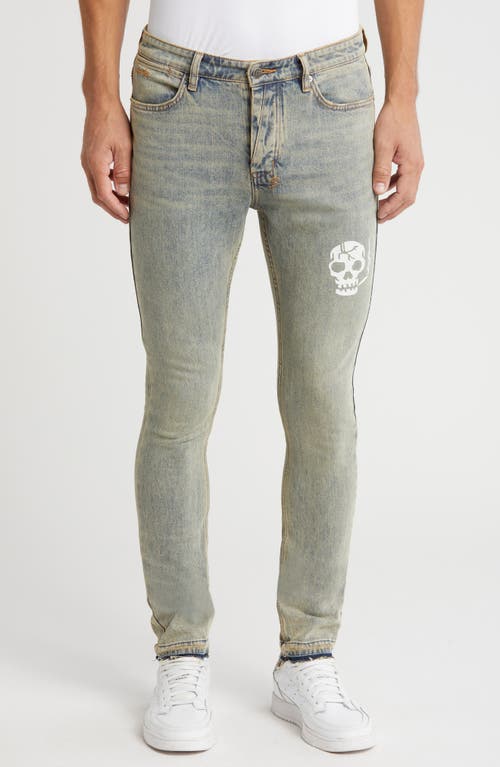 KSUBI KSUBI VAN WINKLE STAGELIGHT SKULL RELEASE HEM SKINNY JEANS