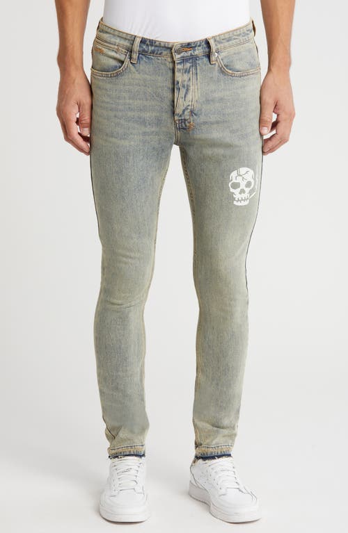 Shop Ksubi Van Winkle Stagelight Skull Release Hem Skinny Jeans In Denim