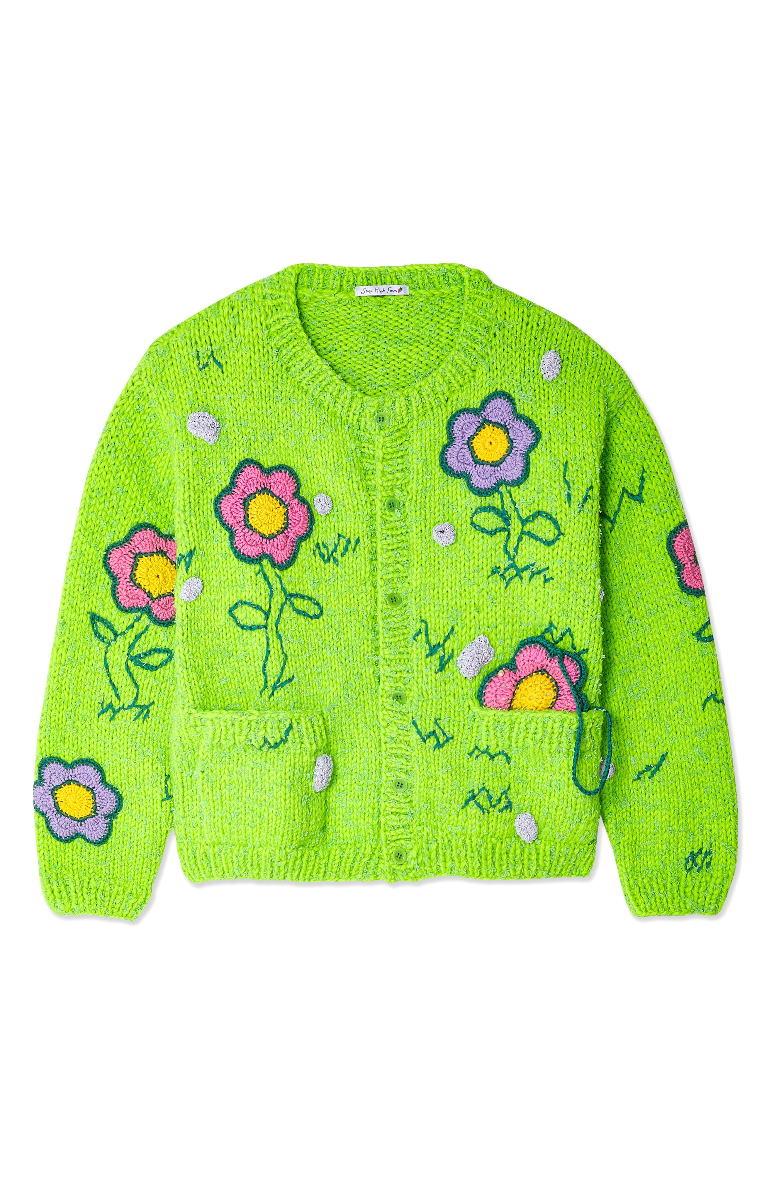 Sky High Farm Workwear Grass Land Embroidered Wool Blend Cardigan 