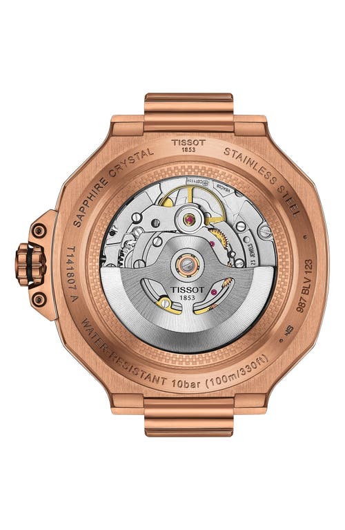 Tissot Mens Black T Race 41mm Mens Rose Gold-plated Stainless Steel Automatic Watch In Black
