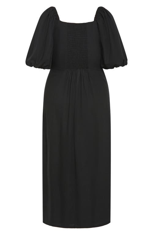 City Chic Twist Cutout Puff Sleeve Dress In Black