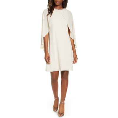 Vince Camuto Cape Souffle Shift Dress, Beige