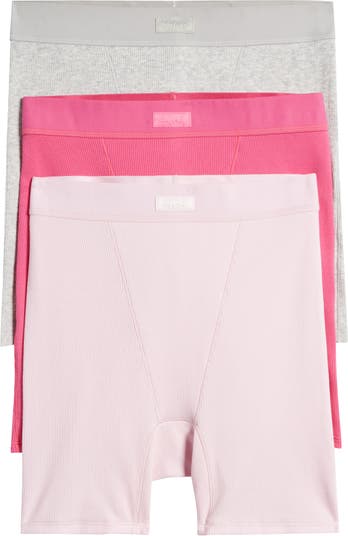Womens Skims multi 3 Pack of Cotton Ribbed Boxer Shorts