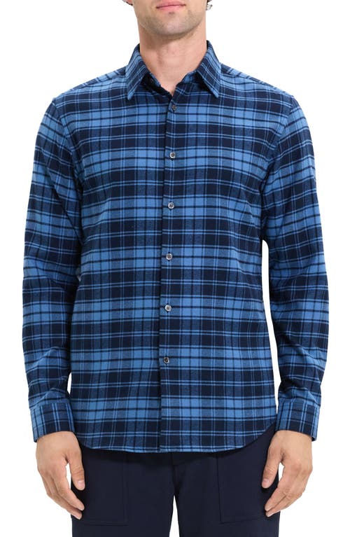 Theory Irving Garda Check Flannel Shirt Blue Multi at Nordstrom,