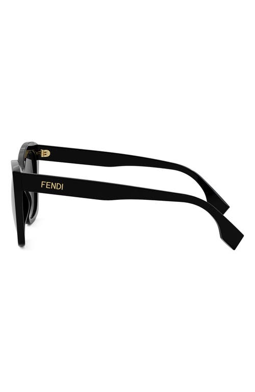 Shop Fendi ' Lettering 55mm Gradient Square Sunglasses In Shiny Black/gradient Smoke