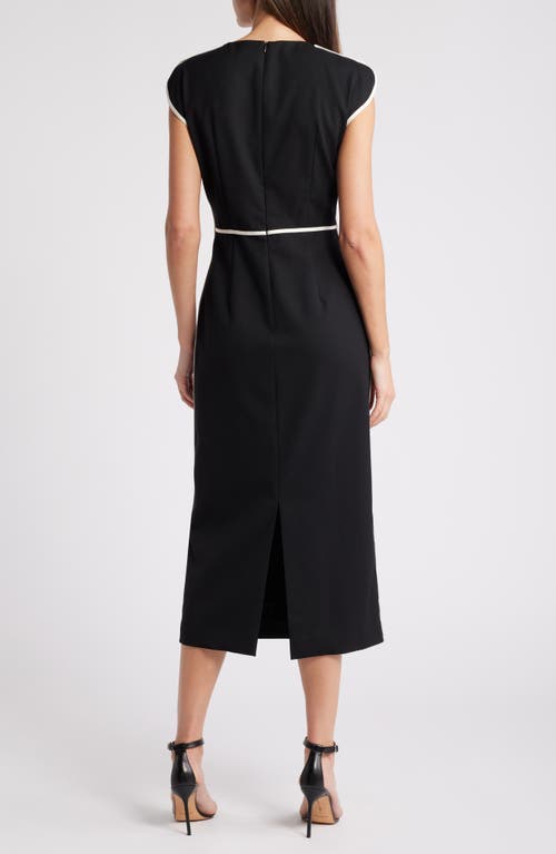 Shop Hugo Boss Boss Detira Wool Blend Sheath Midi Dress In Black