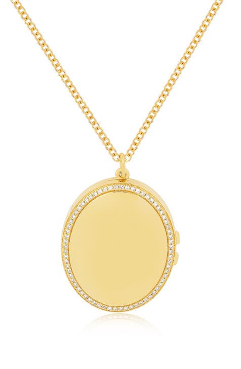 Diamond Oval Locket Necklace