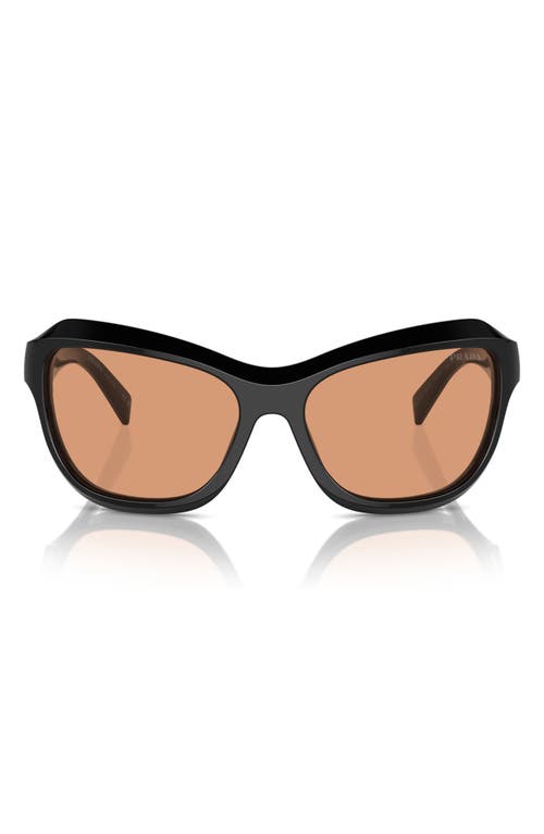 Prada 63mm Oversize Butterfly Sunglasses In Black