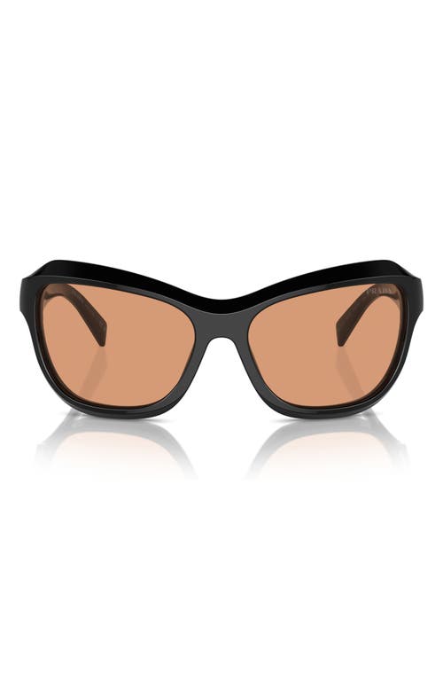 Shop Prada 63mm Oversize Butterfly Sunglasses In Black