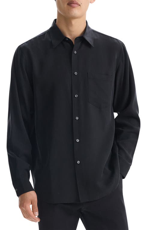 Theory Noll Np.fluid Long Sleeve Button-up Shirt In Black - 001