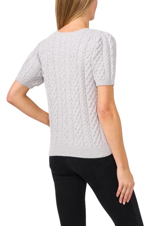 Shop Cece Cable Stitch Short Sleeve Sweater In Moon Grey