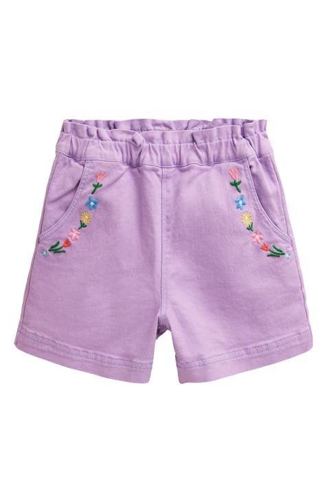 Kids' Floral Embroidered Cotton Denim Shorts (Toddler, Little Kid & Big Kid)