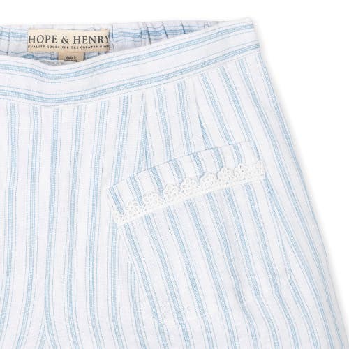 Shop Hope & Henry Girls' Pull-on Flat Front Linen Short, Toddler In Riviera Stripe