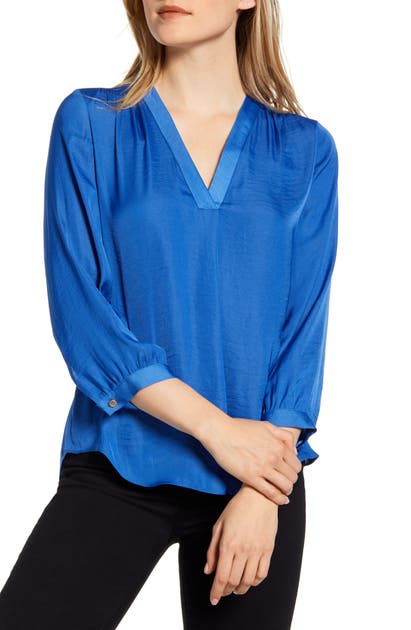 Vince Camuto Rumple Fabric Blouse In Dusk Blue