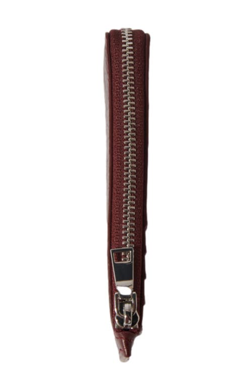 Maje Crackled Leather Cardholder In Burgundy