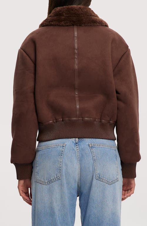 Noize Fannie Cropped Faux-suede Bomber Jacket In Chocolate