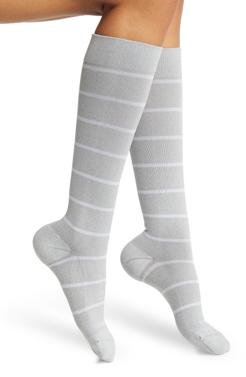 Stripe Knee Highs in Heather Grey/White